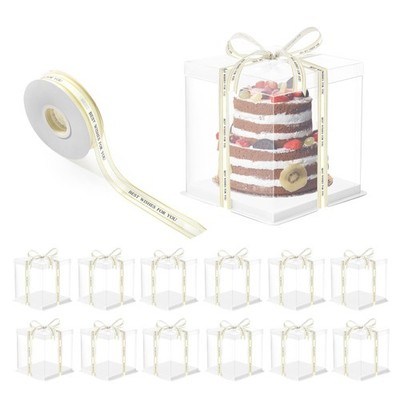 YEUIKERR 12 Pcs Clear Cake Box 7x7x8 Inch Packaging Boxes Tall with Lid