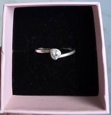 Authentic Pandora Clear Tilted Heart Solitaire Ring Size 54 S925 ALE