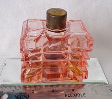 Pink Perfume bottle art deco EMPTY had Mimzy Parfumerie de Raymond EDT chips 