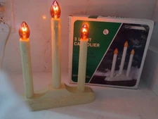 Vintage 3 Lite Candolier / Light Candelabra Dripping Wax Candle - With Bulbs
