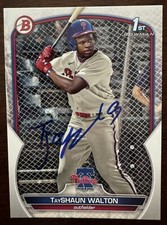 TAYSHAUN WALTON AUTO SIGNED IP 2023 1ST BOWMAN DRAFT BD-183 ROOKIE