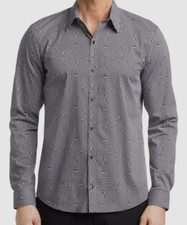  80 Calvin Klein Mens Black Extra Slim-Fit Long-Sleeve Check Dress Shirt Size XL