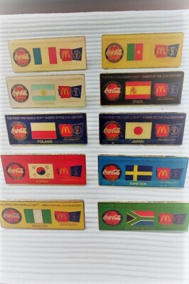 10 COCA COLA FIFA WORLD CUP 2002 PINS.
