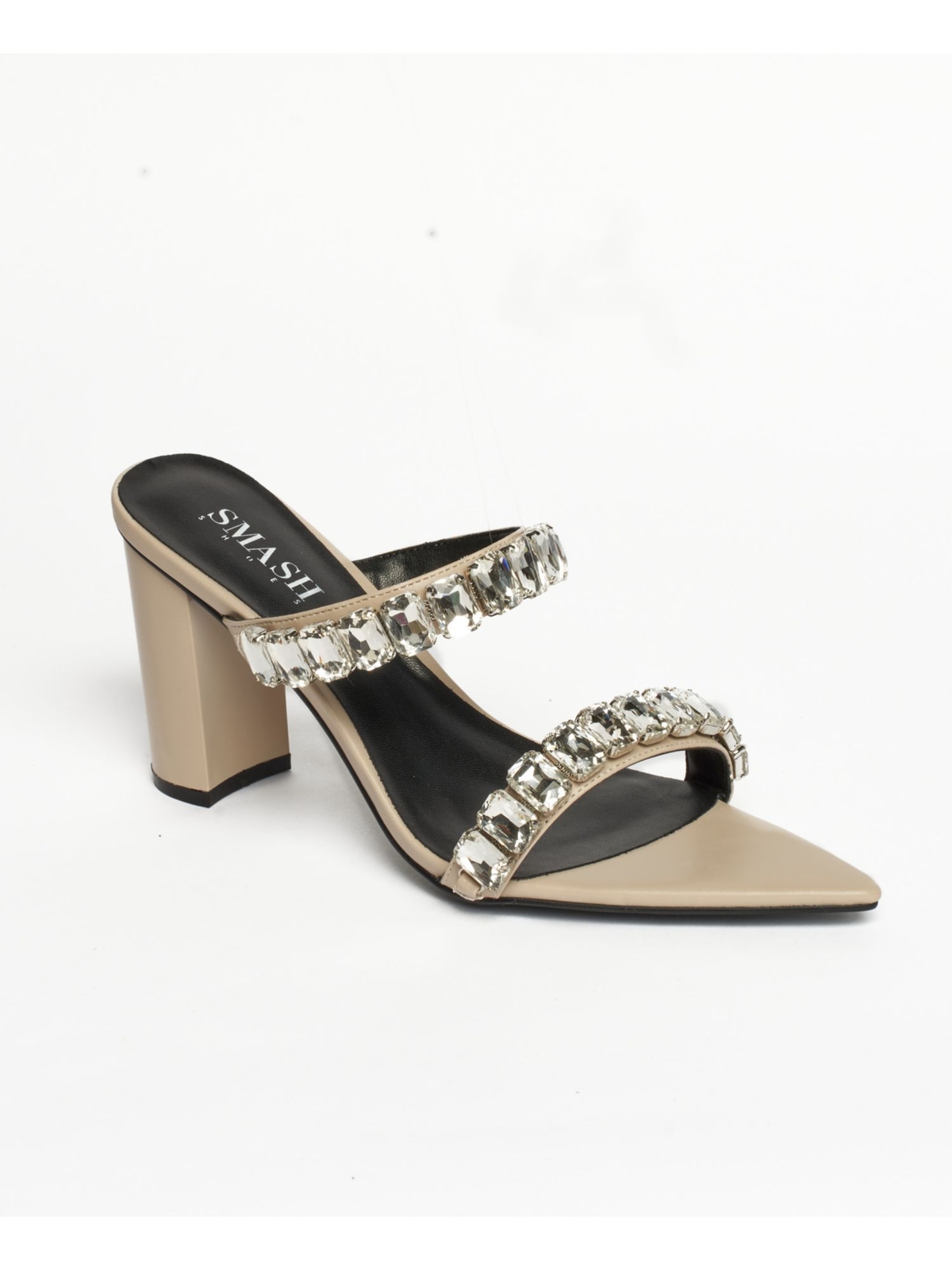 ПОТРЯСАЮЩИЕ ТУФЛИ Женские бежевые босоножки на блочном каблуке с острым носком без застежки на каблуке-слипоне 14