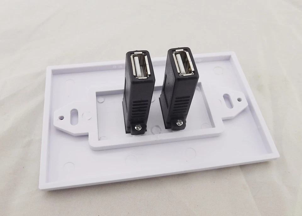 1x Premium Dual 2 Port USB 2.0 Wall Face Plate Panel Socket Charger Outlet Power - Image 3 of 4