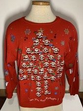Vtg 1990s Nutcracker Brand Rudolph Santa Tree Christmas Ugly Sweatshirt Men s M