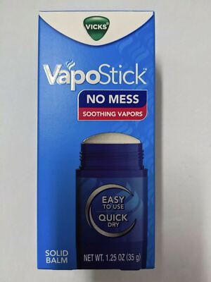 Vicks Vapo Stick Solid Balm 1.25 oz - Invisible No Mess Soothing Vapor Ointment