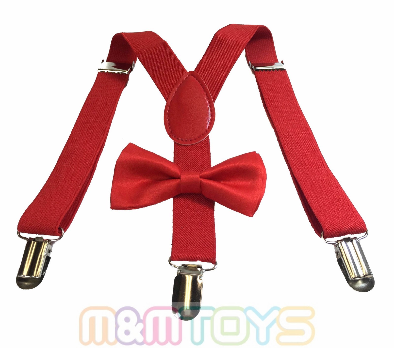 Kids Red Bow Tie Suspender Matching Set for Boys Girls Child Toddler w