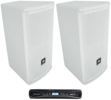 2) JBL AC16 White 6" 640 Watt 2-Way 16 Ohm Passive Wall Mount Speakers+Crown Amp