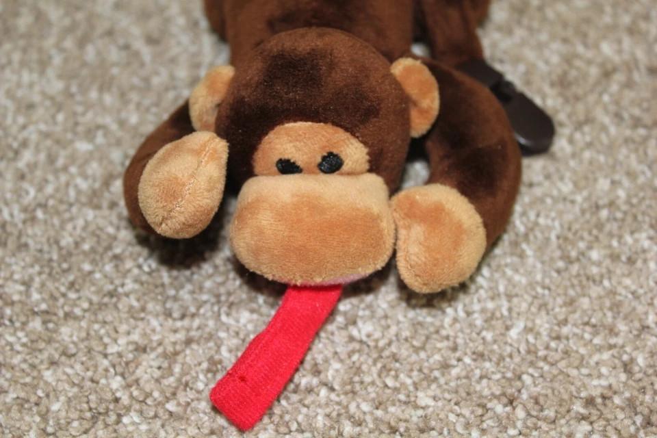 Babyhuggle Baby Huggle Monkey Pacifier Binky Clip Plush for Infant Boys Brown 8" - Image 2 of 4