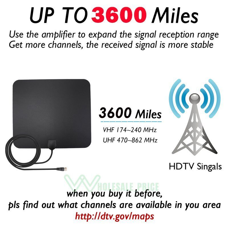 Antena de TV amplificada HD para interiores HDTV Antena de 180+ millas de  largo alcance, compatible con 4K 1080p y todos los televisores antiguos  para