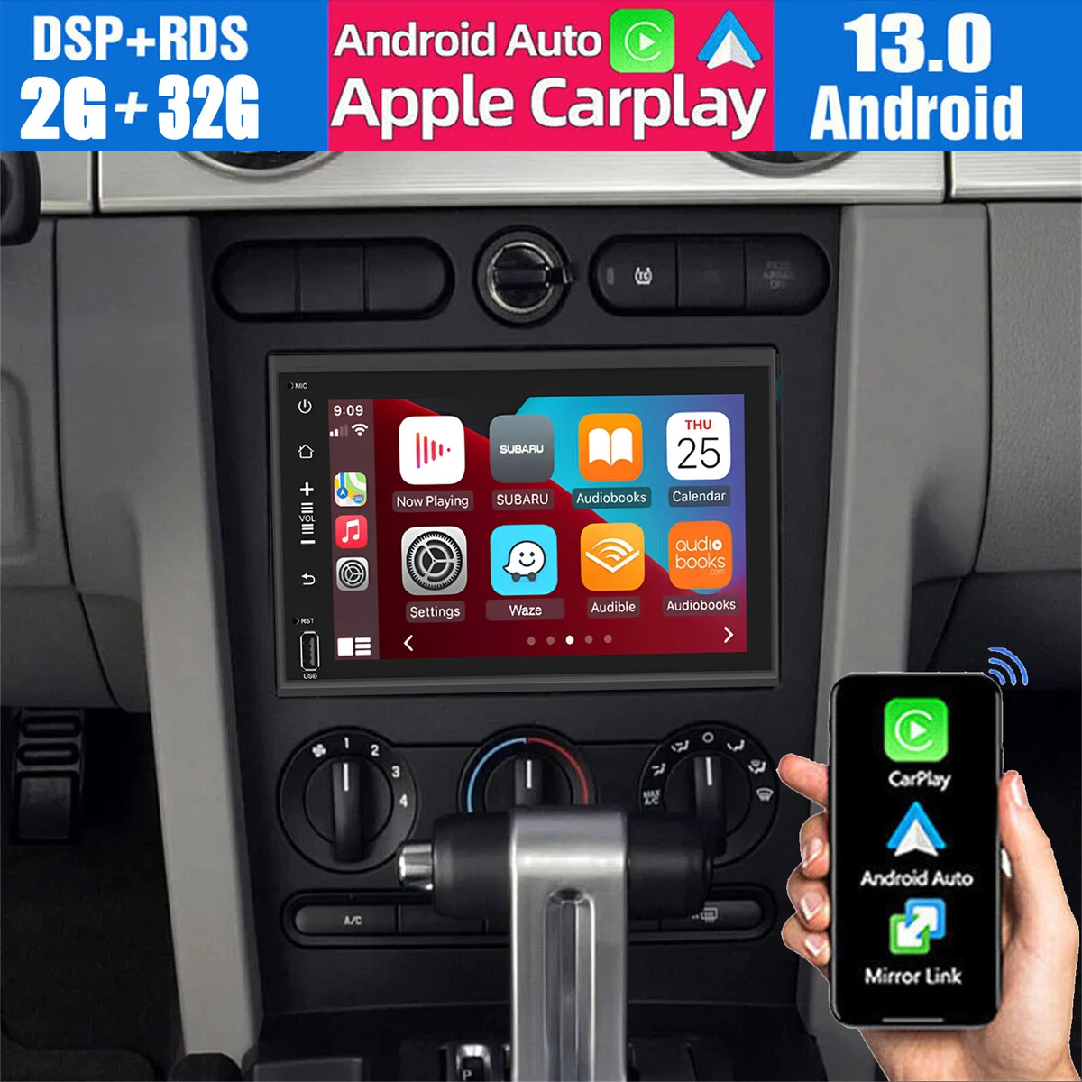 ANDROID 13 CARPLAY Autoradio 2+32GB GPS RDS +KAM Bluetooth ASP Für AUDI