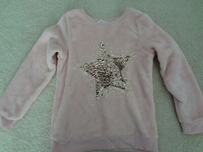 H&M Girls 6-8 Years Light Pink Fluffy Chunky Sweater Star Sequins