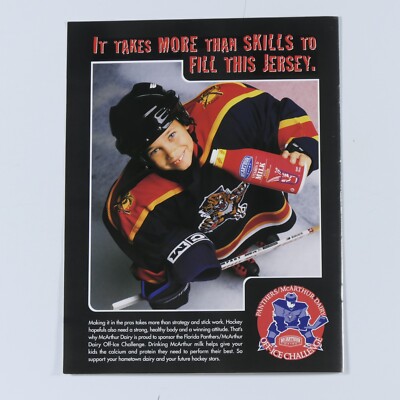 Florida Panthers McArthur Dairy Vintage 2000 Off ice Challenge Original Print Ad
