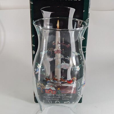Pfaltzgraff Perennials Christmas Hurricane Glass Set With Base/Candle