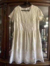 XL Old navy White And Ivory Skater Dress  Lined Lace Overlay W Button Closure.