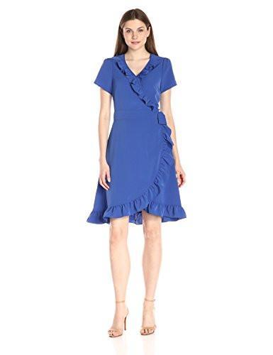 short sleeve ruffle wrap dress