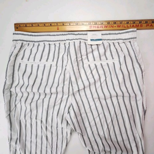 Old Navy Womens Linen Blend Capri Pants Summer White Striped Size 16 NEW - Picture 7 of 9