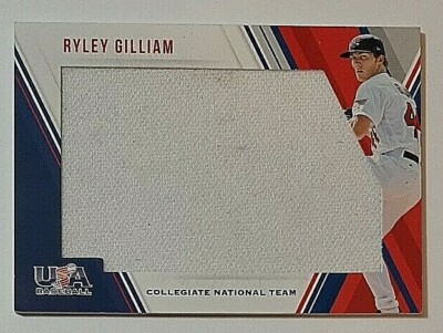 2018 USA Baseball Stars & Stripes Jumbo Relics Ryley Gilliam Rc Jersey #202/299