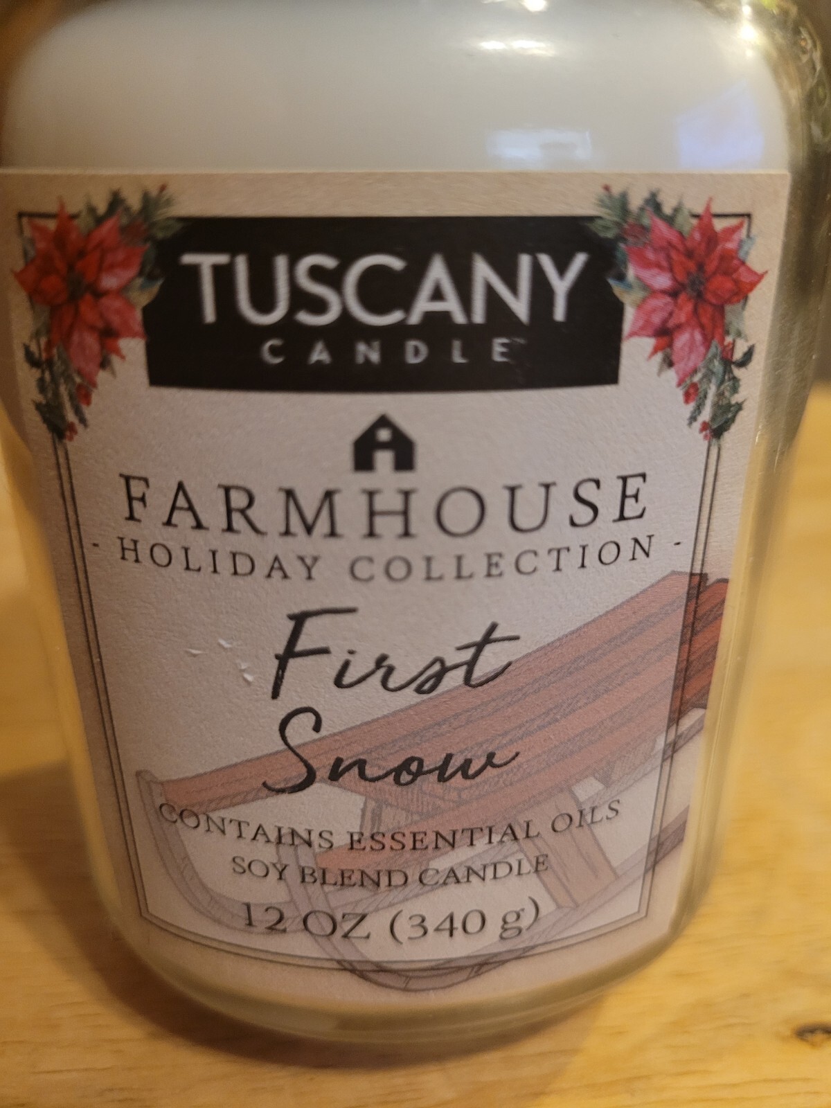 TUSCANY CANDLE FARMHOUSE COLLECTION MASON JAR FIRST SNOW CHRISTMAS CANDLE NEW
