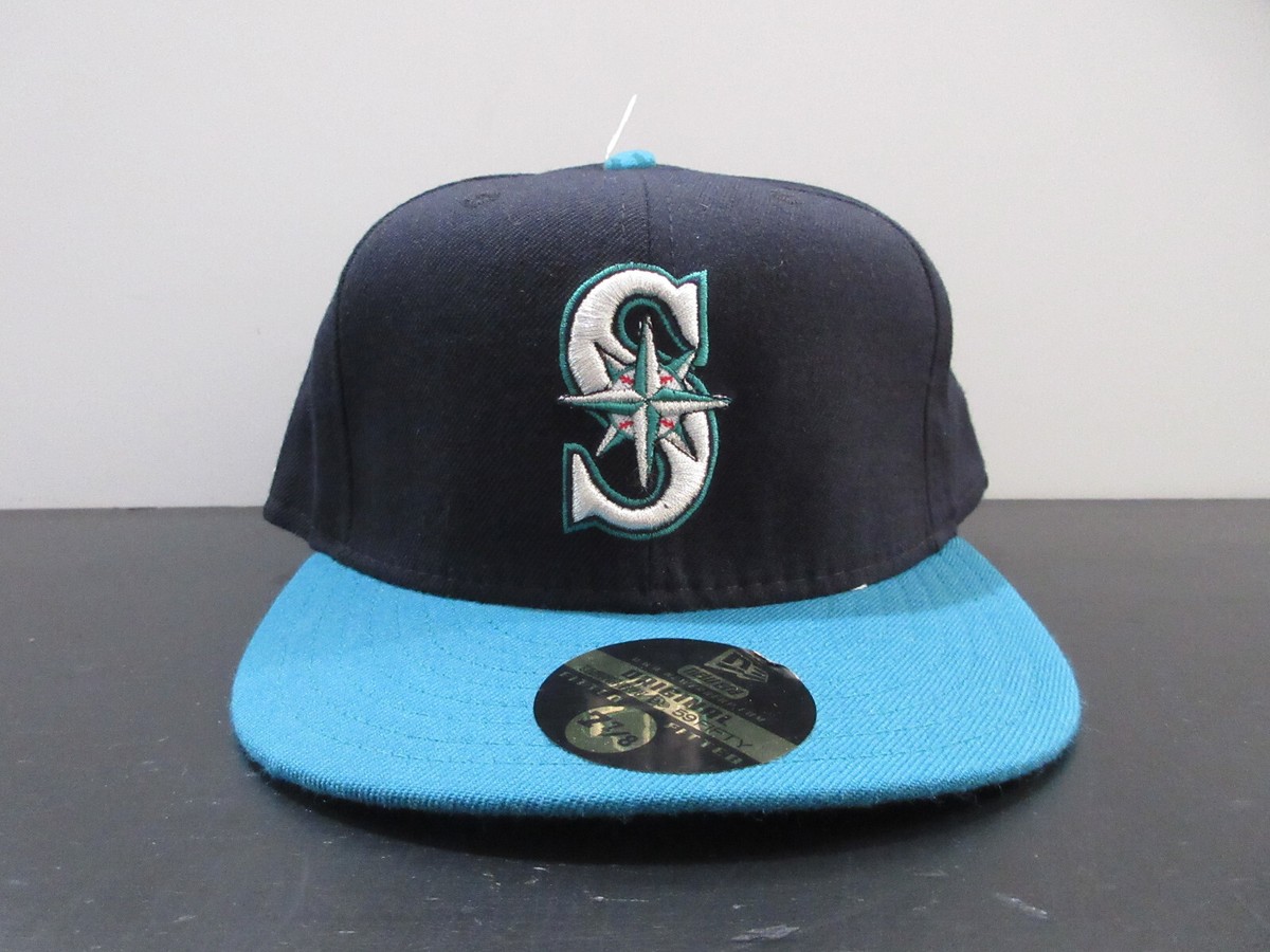 応援グッズ new era seattle mariners 7 5/8 Seattle Mariners Hat Cap Fitted Mens 7 7/8 Blue Green MLB