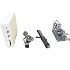 Nintendo Wii White Console RVL-001 with Sensor Bar & Cables - Tested