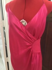 FLORA KUNG PINK LONG Wrap Dress Vintage Gown Sz S NEVER WORN.. PRISTINE
