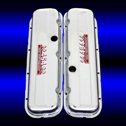 Chrome Valve Covers For Big Block Chevy 454 Engines Factory Height 454 Emblems - Picture 1 of 1