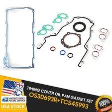 New TCS45993+OS30693R Engine Timing Cover Oil Pan Gasket For Chevrolet GMC Buick