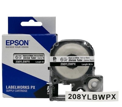 EPSON  208YLBWPX Black on White Shrink Tube 1/4'' Formerly 208B20BWPX