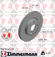 2x Bremsscheibe COAT Z ZIMMERMANN 150.3445.20 f�r MINI R57 R56 R55 R58 R50 R52