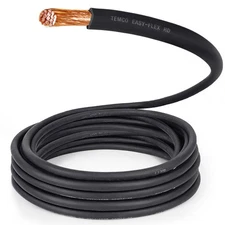 TEMCo 4/0 AWG BLACK Welding Cable Per-Foot Flexible Copper USA Battery Wire