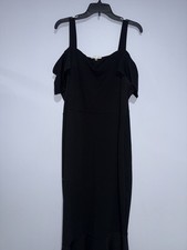 Emerald Sundae Black Cold Shoulder Ruffle Hem Dress Size 22 Formal Black Tie