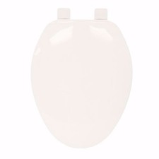 Jones Stephens C101100 White Plastic Elongated Toilet Seat Closed Front w/ Cover