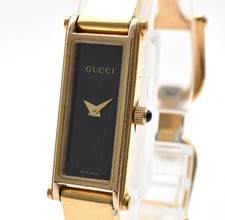 [Exc+5] Gucci 1500L Gold 12mm Black Dial Quartz Women's Watch From JAPAN