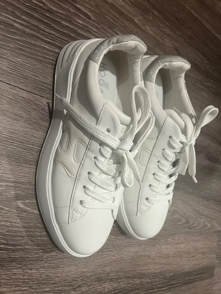 HOGAN Rebel Zapatillas de Cuero Mujer 37US 6.5. Blanco/Rosa, Usado Solo 5 Veces Foto 2 de 4