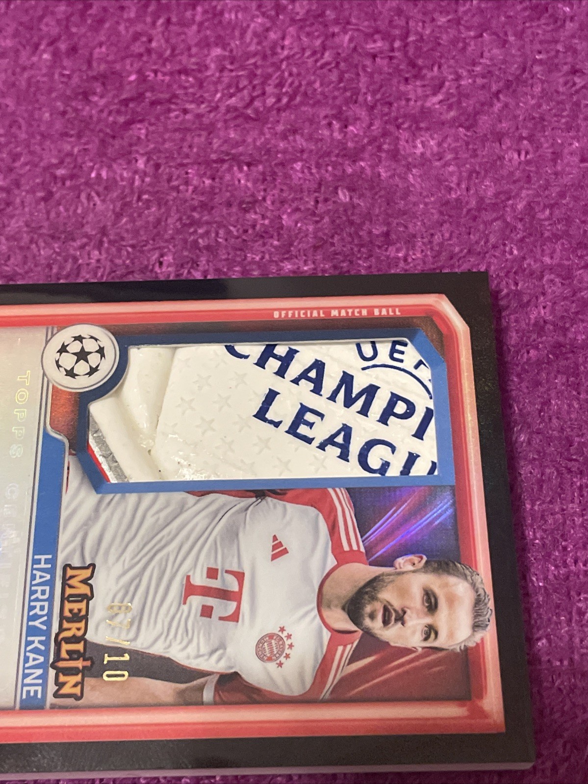2023-24 TOPPS MERLIN UEFA HARRY KANE GAME-USED MATCH BALL LOGO AUTO BLACK #d/10 view 6