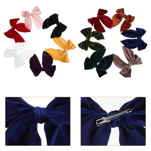 12 Pcs Velvet Hair Bow Clips Big Bows for Kids Toddlers Teens School Party - Bild 12 von 12