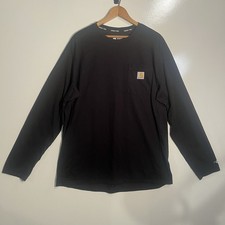 Carhartt Force Shirt Mens L Black Relaxed FIt Midweight Long Sleeve Pocket Tee