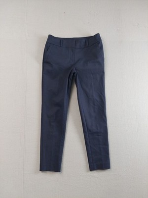 Loft Women Pant 4 Navy Blue Skinny Fit Stretch Cropped Mid Rise Cotton Blend