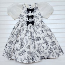 Janie and Jack Cream and Sugar Floral Toile Bow Dress