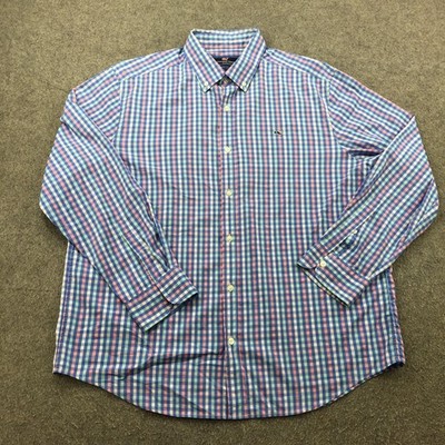 Vineyard Vines Shirt Mens XL Blue Pink Check Button Down Casual Gingham Whales