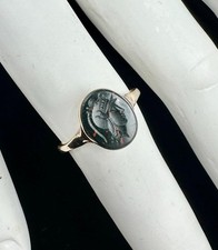Hermes Mercury Roman God Bloodstone Intaglio Ring Gold Victorian Hand Carved