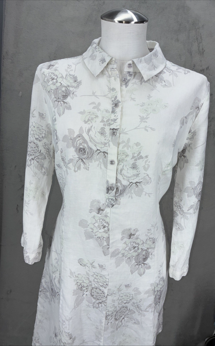 malvin hamburg germany linen dress Malvin Dress Hamburg Germany I Love Linen Size Lg White Floral Sustainable