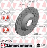 1X Zimmermann Bremsscheibe Formula Z 460.4535.70 FüR Porsche Cayman 981 718 982