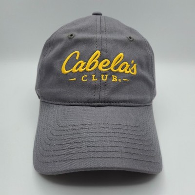 Cabelas Club Embroidered Gray Yellow Adjustable Hat New Hunt Fish Camp Outdoors