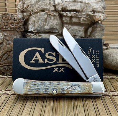 Case XX USA Pocket Worn Hand Fired Crandall Jig Gray Bone Trapper Pocket Knife