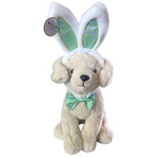 FAO Schwarz Plush 12" Labrador Puppy Dog Stuffed Animal with Easter Bunny Ears