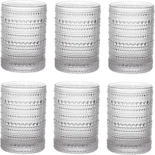 ZOOFOX Set of 6 Vintage Drinking Glasses, 13 oz 6 Count (Pack 1), Clear 