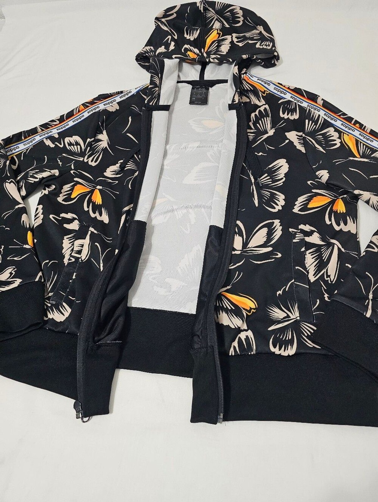 Adidas x FARM Rio Butterfly Print Full Zip Hoodie Jacket XL Women's Floral Track image 6